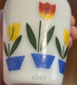 Vintage Fire King Tulip Salt Pepper Shakers & Grease Jar & 2 Coffee Mugs FREE SH