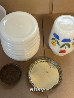 Vintage Fire King Tulip Salt Pepper Shakers & Grease Jar & 2 Coffee Mugs FREE SH