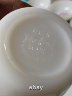Vintage Fire-Klng Fleurette Milk Glass 32pc Lot Plates Bowls Snack Cups Sugar