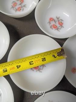 Vintage Fire-Klng Fleurette Milk Glass 32pc Lot Plates Bowls Snack Cups Sugar
