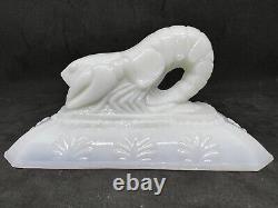 Vintage Flaccus Rectangular Milk Glass Covered Dish With A Crawfish On The Lid