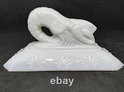 Vintage Flaccus Rectangular Milk Glass Covered Dish With A Crawfish On The Lid