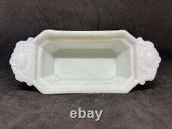 Vintage Flaccus Rectangular Milk Glass Covered Dish With A Crawfish On The Lid