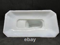 Vintage Flaccus Rectangular Milk Glass Covered Dish With A Crawfish On The Lid