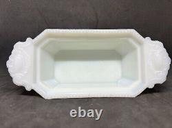 Vintage Flaccus Rectangular Milk Glass Covered Dish With A Crawfish On The Lid 2