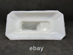 Vintage Flaccus Rectangular Milk Glass Covered Dish With A Crawfish On The Lid 2