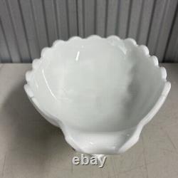 Vintage Foo Dolphin Compote Milk Glass Shell Bowl Large
