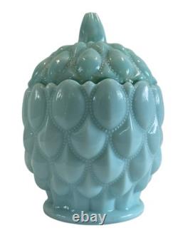 Vintage Fostoria Frisco Aqua Blue Milk Glass Covered Candy Dish With Lid 6.5