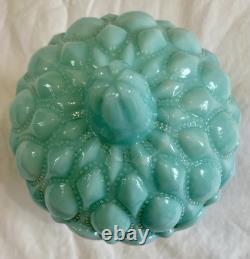 Vintage Fostoria Frisco Aqua Blue Milk Glass Covered Candy Dish With Lid 6.5