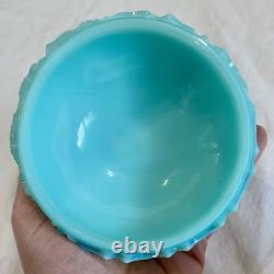 Vintage Fostoria Frisco Aqua Blue Milk Glass Covered Candy Dish With Lid 6.5