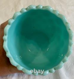 Vintage Fostoria Frisco Aqua Blue Milk Glass Covered Candy Dish With Lid 6.5