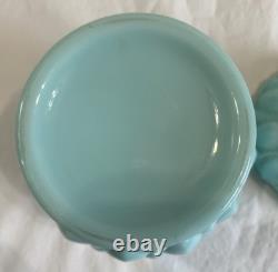Vintage Fostoria Frisco Aqua Blue Milk Glass Covered Candy Dish With Lid 6.5