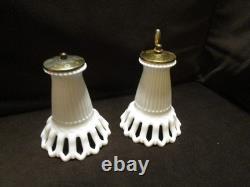 Vintage Fostoria White Milk Glass Arlington set Salt & Pepper Mill RARE HTF 1940