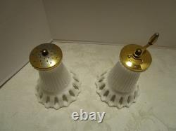 Vintage Fostoria White Milk Glass Arlington set Salt & Pepper Mill RARE HTF 1940