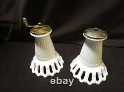 Vintage Fostoria White Milk Glass Arlington set Salt & Pepper Mill RARE HTF 1940