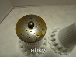 Vintage Fostoria White Milk Glass Arlington set Salt & Pepper Mill RARE HTF 1940