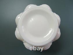 Vintage Fostoria White Milk Glass Swag Rose Drape Lincoln Vase Bowl, Orig Label