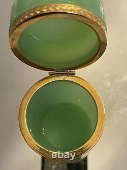 Vintage French Green Opaline Milk Glass Box