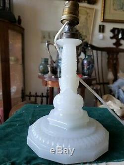 Vintage French Portieux Vallerysthal white Milk Glass Dolphin Lamp Base