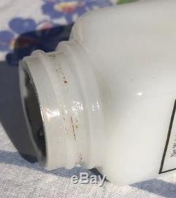 Vintage GRIFFITH'S 10 White Milk Glass Spice Jars Set TURQUOISE Lids White Rack