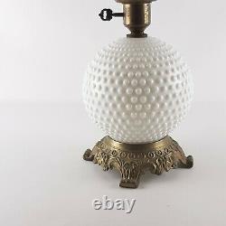 Vintage GWTW White Milk Glass Hobnail Double Globe Table Lamp 3 Way Light