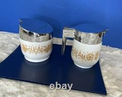 Vintage Gemco SUGAR BOWL CREAMER SET Butterfly Gold Corelle Corning Ware USA EUC