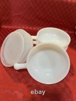 Vintage Glasbake Casserole Baking Dish Set Green Daisy Milk Glass 17 Piece Set
