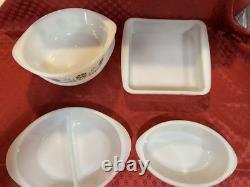 Vintage Glasbake Casserole Baking Dish Set Green Daisy Milk Glass 17 Piece Set