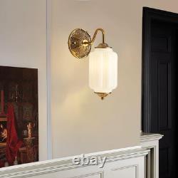 Vintage Gold & White Milk Glass Wall Sconce for Living Room or Bedroom
