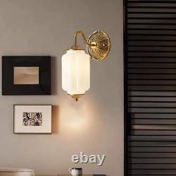 Vintage Gold & White Milk Glass Wall Sconce for Living Room or Bedroom