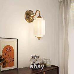 Vintage Gold & White Milk Glass Wall Sconce for Living Room or Bedroom