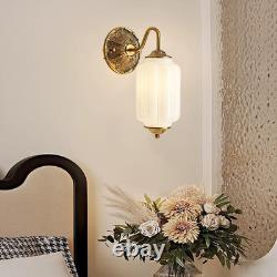 Vintage Gold & White Milk Glass Wall Sconce for Living Room or Bedroom