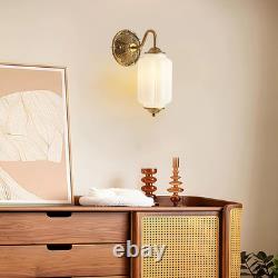 Vintage Gold & White Milk Glass Wall Sconce for Living Room or Bedroom