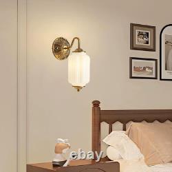 Vintage Gold & White Milk Glass Wall Sconce for Living Room or Bedroom