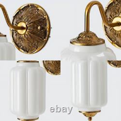 Vintage Gold & White Milk Glass Wall Sconce for Living Room or Bedroom