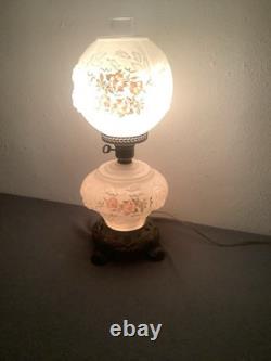 Vintage Gone With The Wind Lamp/ Beautiful Roses Pattern Milk Glass 3 Way Switch