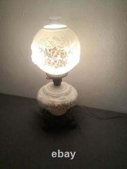 Vintage Gone With The Wind Lamp/ Beautiful Roses Pattern Milk Glass 3 Way Switch