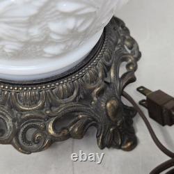 Vintage Gone With The Wind Phoenix Wild Rose White Milk Glass 3-Way Lamp