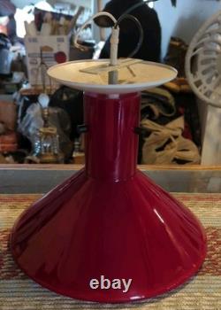 Vintage Gorgeous Red White Milk Glass Pendant Feeling Light Fixture Hardwired
