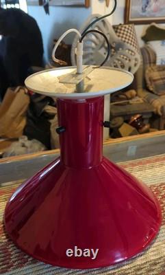 Vintage Gorgeous Red White Milk Glass Pendant Feeling Light Fixture Hardwired