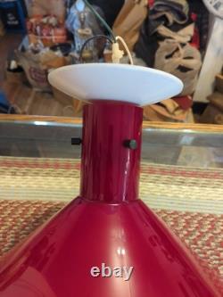 Vintage Gorgeous Red White Milk Glass Pendant Feeling Light Fixture Hardwired