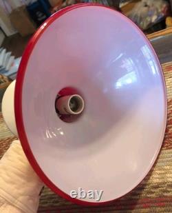 Vintage Gorgeous Red White Milk Glass Pendant Feeling Light Fixture Hardwired