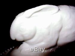 Vintage Greentown White Milk Glass Rabbit on Nest RARE