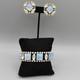 Vintage Hobe Blue Opal Glass & White Milk Glass Bracelet & Earring Set Ab Signed