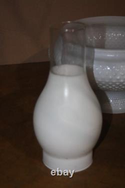 Vintage Hanging Hurricane Ceiling Fixture with Hobnail White Milk Glass Shade