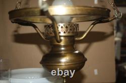 Vintage Hanging Hurricane Ceiling Fixture with Hobnail White Milk Glass Shade