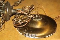 Vintage Hanging Hurricane Ceiling Fixture with Hobnail White Milk Glass Shade