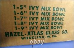 Vintage Hazel Atlas Ivy Set Of 5 Nesting Mixing Bowls New W / Original Box