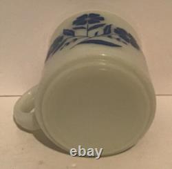 Vintage Hazel Atlas Milk Glass Blue Flower Cornflower Mug/Coffee Cup