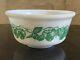 Vintage Hazel Atlas White Milk Glass Green Strawberry 7 Inch Mixing Bowl Rare